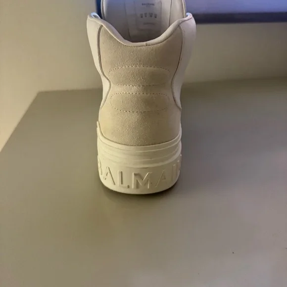 Balmain Cream and Gray High-Top Sneakers display picture 3